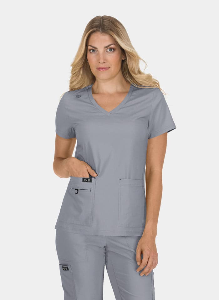 Platinum grey scrub top