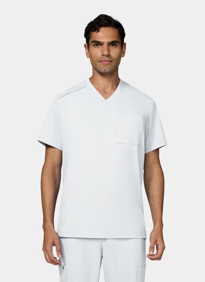 White v-neck scrub top